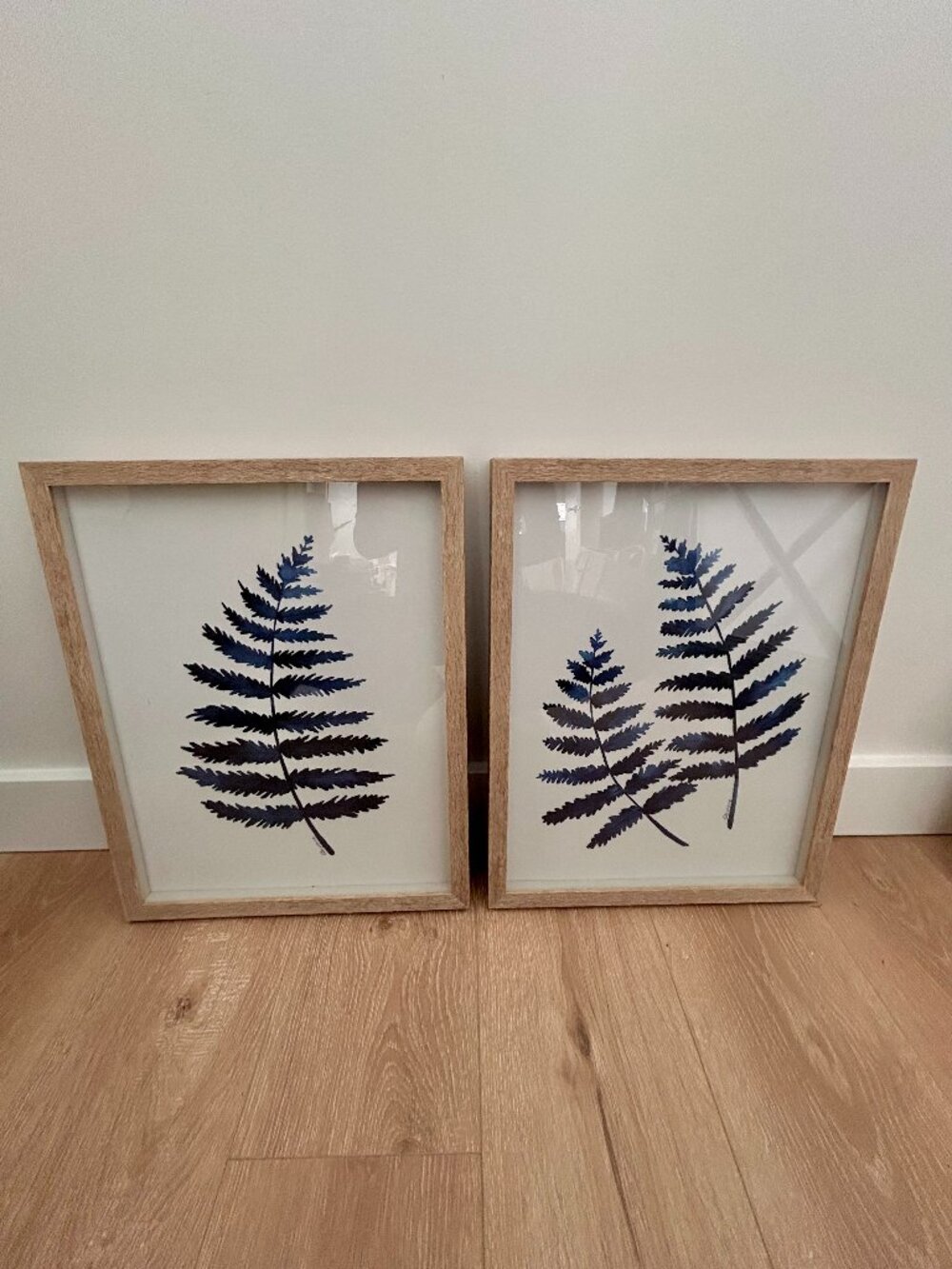 2-piece framed indigo fern print